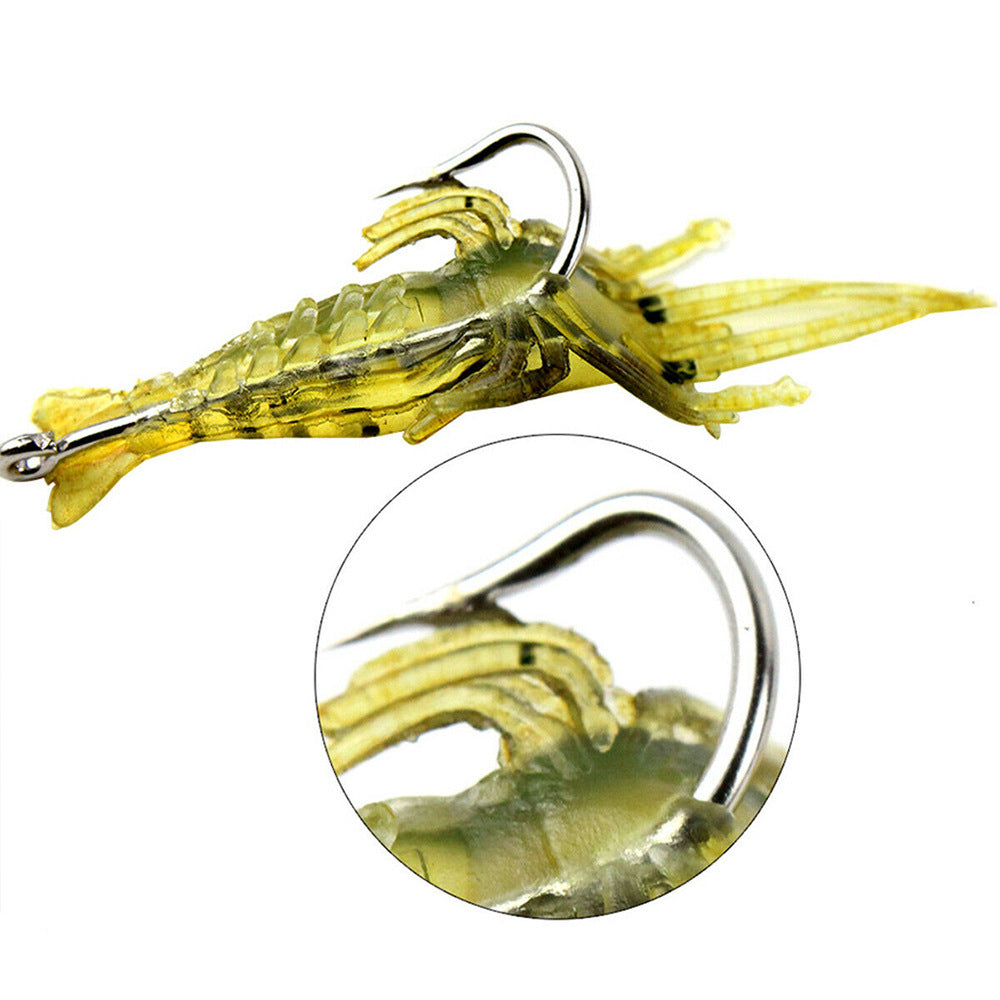 Yellow Stripe Luminous Soft Shrimp With Hook