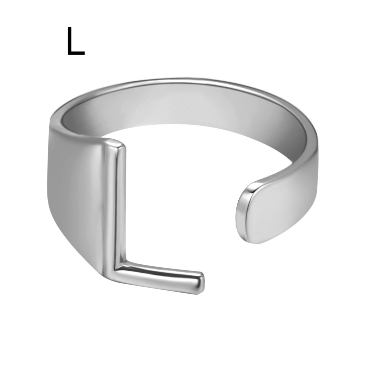 European And American A-Z Letter Ring Gold Metal Adjustable Open Ring Initials Name Letter Female Factory Direct Sales