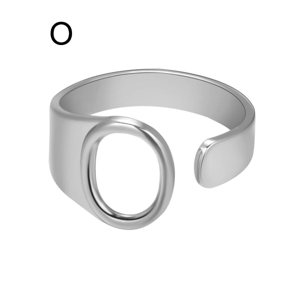 European And American A-Z Letter Ring Gold Metal Adjustable Open Ring Initials Name Letter Female Factory Direct Sales