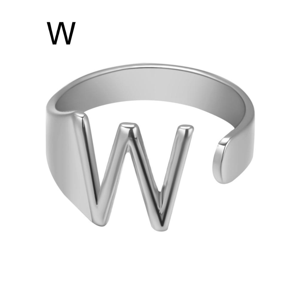 European And American A-Z Letter Ring Gold Metal Adjustable Open Ring Initials Name Letter Female Factory Direct Sales