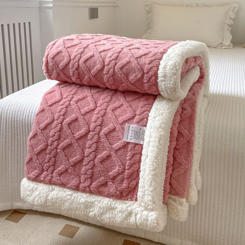 Solid Color Double Thick Jacquard Berber Fleece Blanket