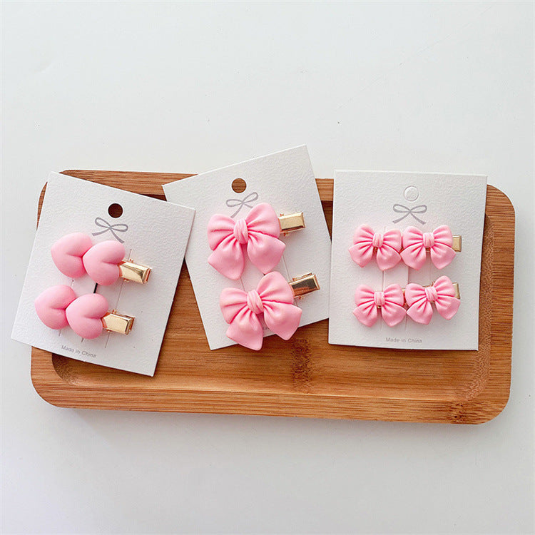 Pink Bow Heart Girls' Hairpin