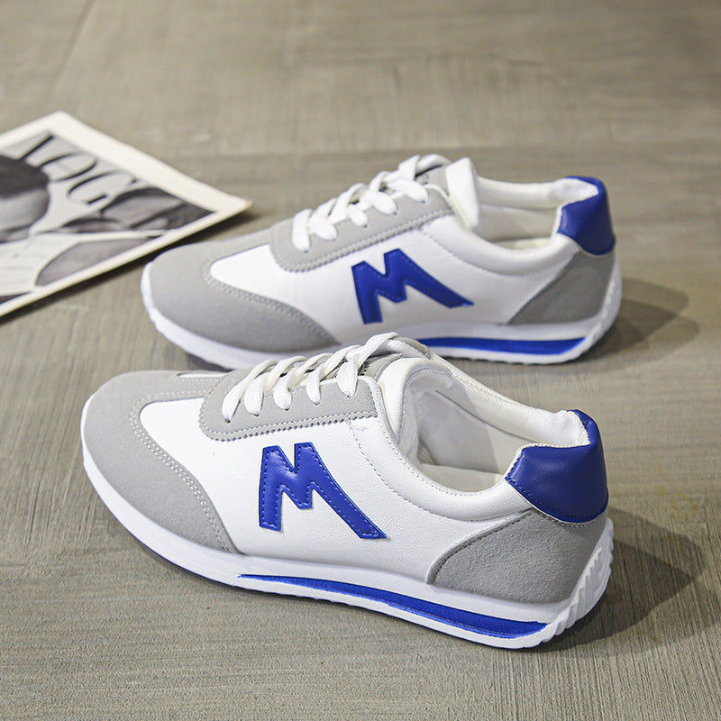 Versatile student casual sports flat sneakers with color matching pattern and comfortable soft bottom.
