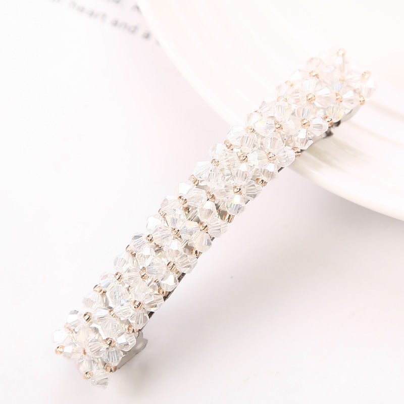 Simple Crystal Crystal Fishing Line Braided Spring Clip Barrettes