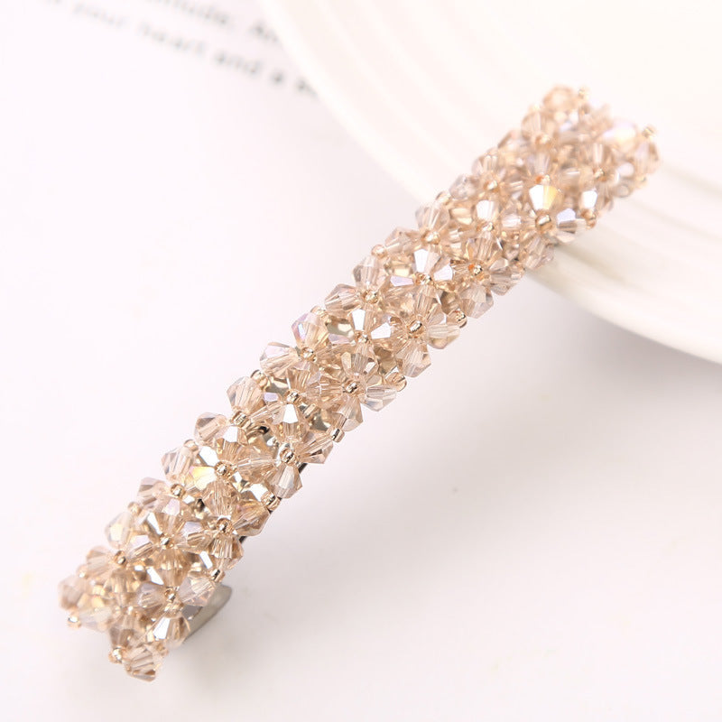 Simple Crystal Crystal Fishing Line Braided Spring Clip Barrettes