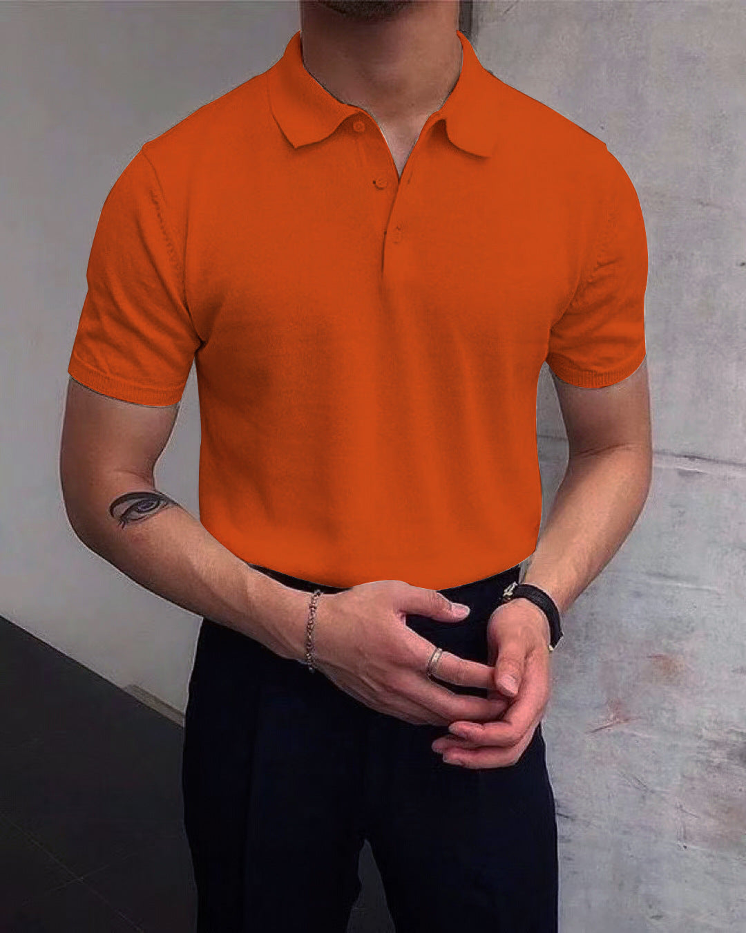 Men's Summer Lapels T-shirt Solid Color Casual