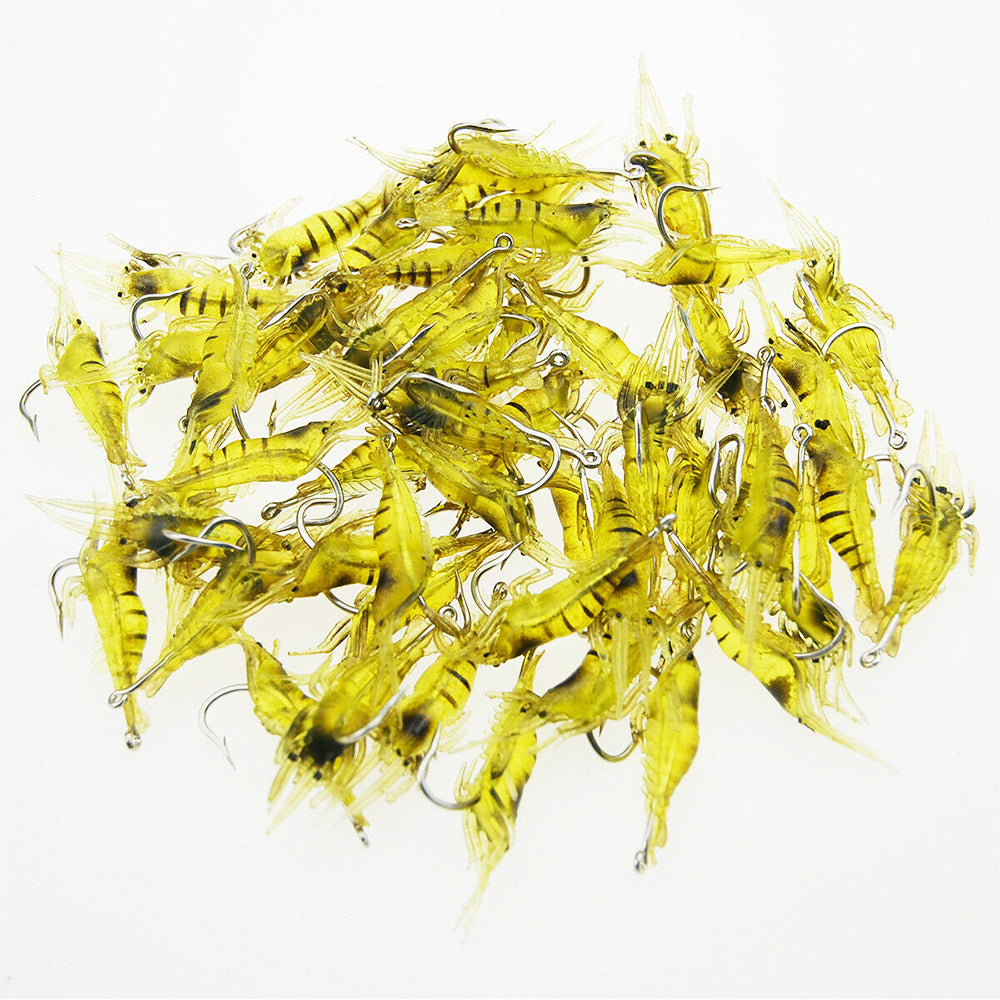 Yellow Stripe Luminous Soft Shrimp With Hook
