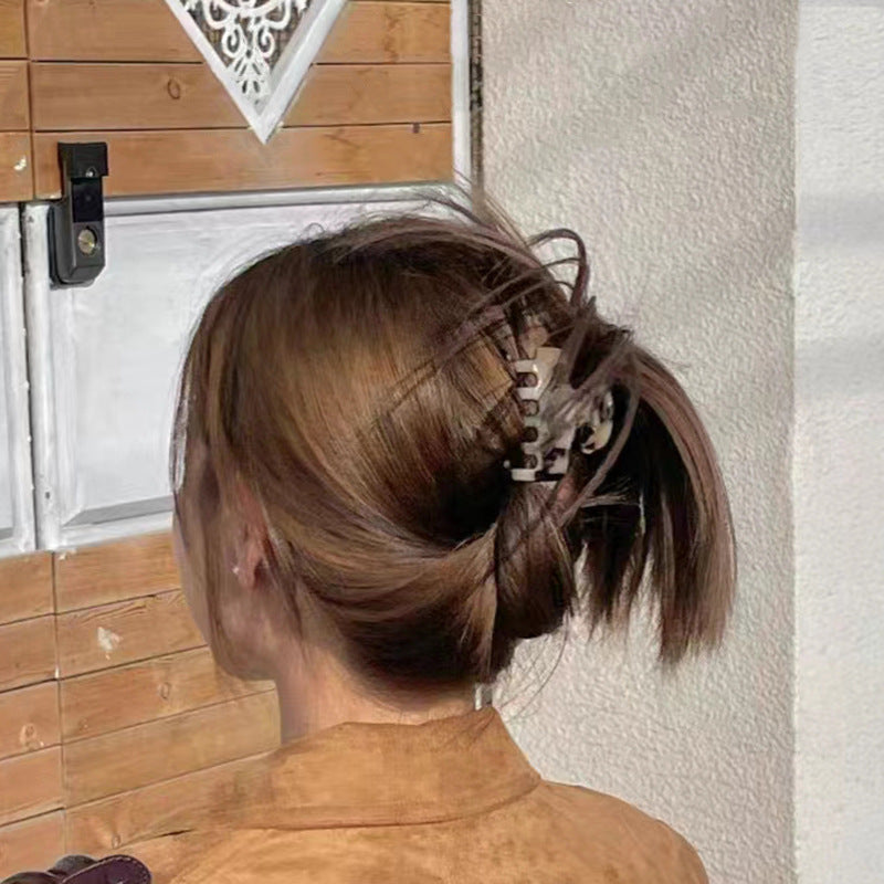 Thick High Ponytail Medium Size Hair Claw Acetate Bronzing Letters High Sense