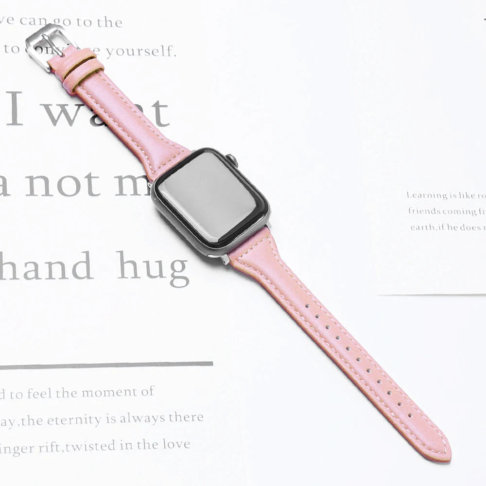 Slim Leather Strap for Watch Band 44Mm 45Mm 41Mm 40Mm 38Mm Wrist Women Bracelet Iwatch Serie 9 8 7 6 5 4 3 SE Ultra 2 49Mm