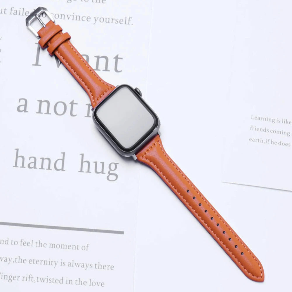 Slim Leather Strap for Watch Band 44Mm 45Mm 41Mm 40Mm 38Mm Wrist Women Bracelet Iwatch Serie 9 8 7 6 5 4 3 SE Ultra 2 49Mm