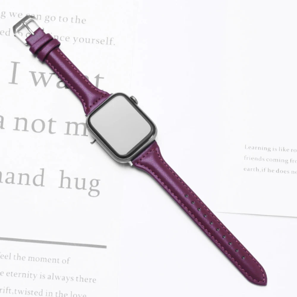 Slim Leather Strap for Watch Band 44Mm 45Mm 41Mm 40Mm 38Mm Wrist Women Bracelet Iwatch Serie 9 8 7 6 5 4 3 SE Ultra 2 49Mm