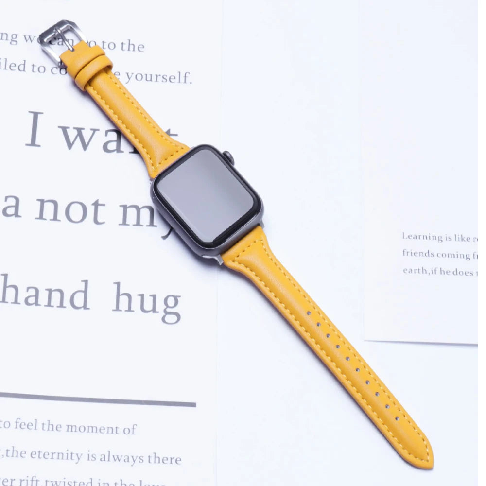 Slim Leather Strap for Watch Band 44Mm 45Mm 41Mm 40Mm 38Mm Wrist Women Bracelet Iwatch Serie 9 8 7 6 5 4 3 SE Ultra 2 49Mm