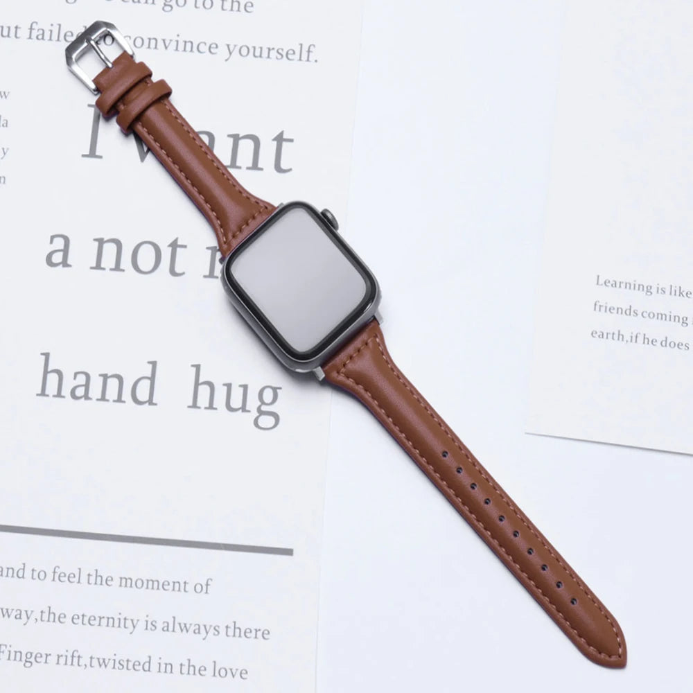 Slim Leather Strap for Watch Band 44Mm 45Mm 41Mm 40Mm 38Mm Wrist Women Bracelet Iwatch Serie 9 8 7 6 5 4 3 SE Ultra 2 49Mm