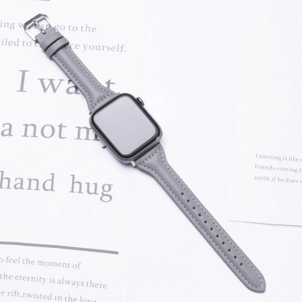 Slim Leather Strap for Watch Band 44Mm 45Mm 41Mm 40Mm 38Mm Wrist Women Bracelet Iwatch Serie 9 8 7 6 5 4 3 SE Ultra 2 49Mm