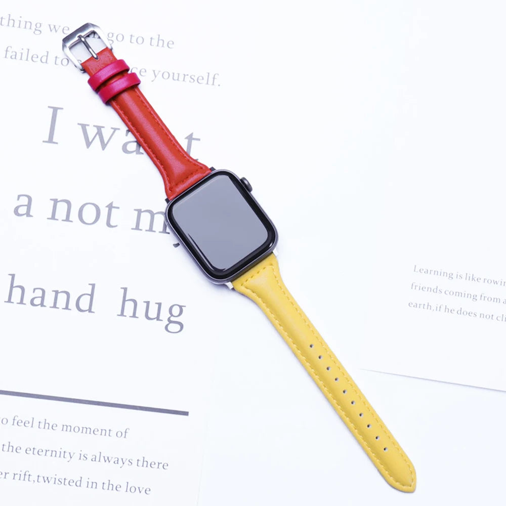 Slim Leather Strap for Watch Band 44Mm 45Mm 41Mm 40Mm 38Mm Wrist Women Bracelet Iwatch Serie 9 8 7 6 5 4 3 SE Ultra 2 49Mm