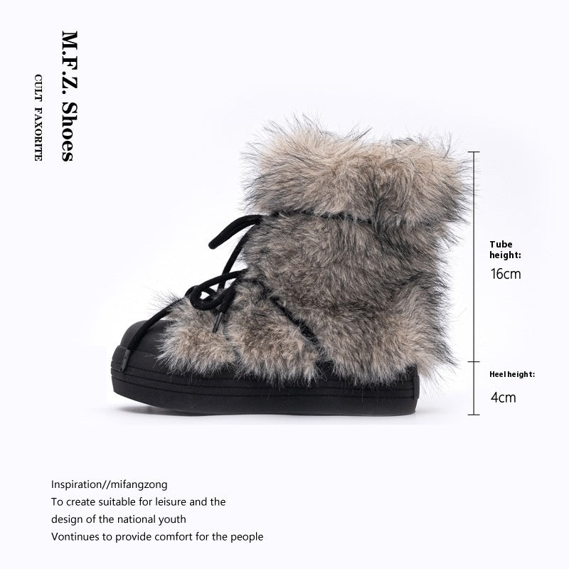 厚底增高毛毛短款雪地靴