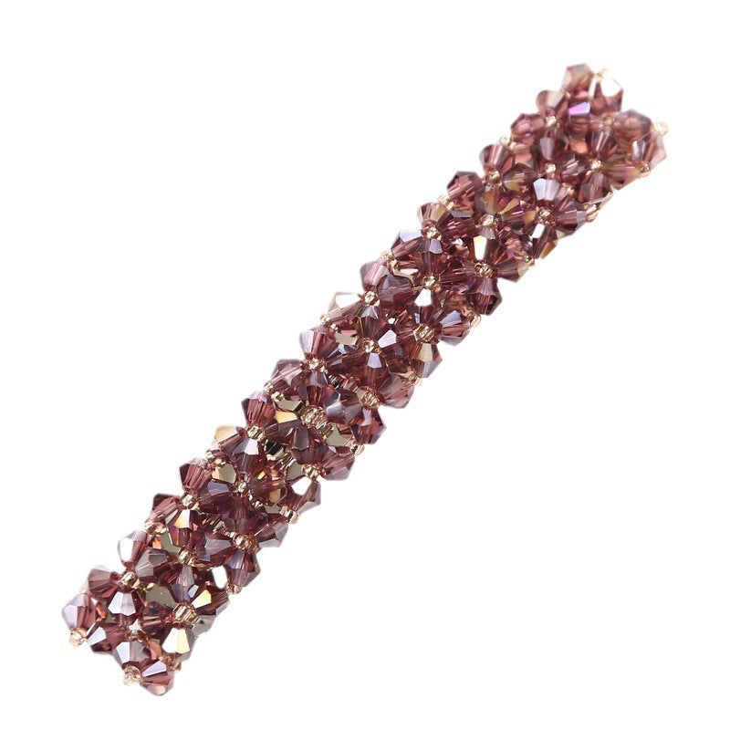 Simple Crystal Crystal Fishing Line Braided Spring Clip Barrettes