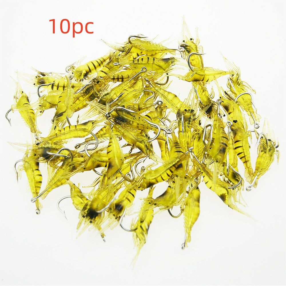 Yellow Stripe Luminous Soft Shrimp With Hook
