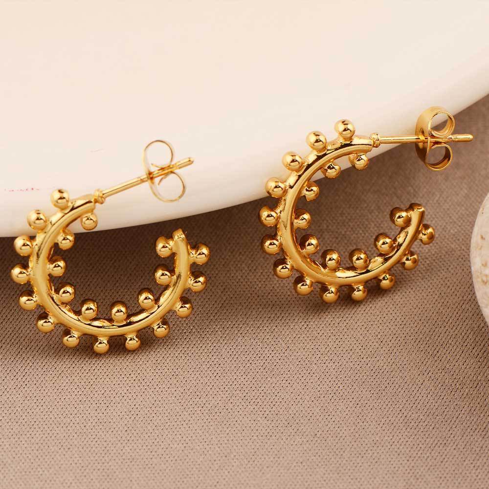 Earrings Exaggerated Trendy Titanium Steel Plated 18K Real Gold