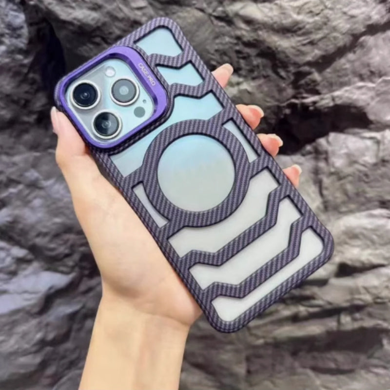 Magnetic Carbon Fiber Grain Frosted Light Phone Case