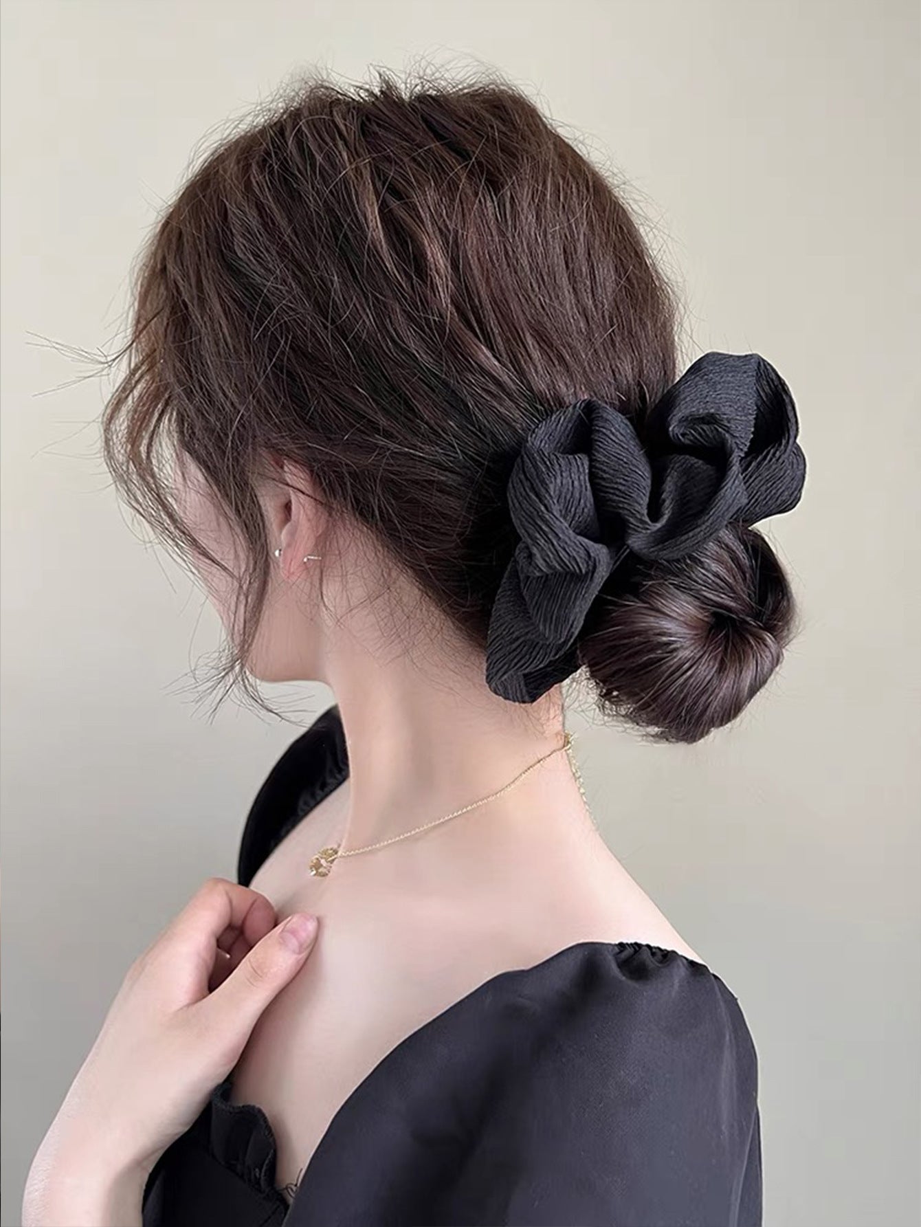 Simple Pleated Hair Band Korean Style Coffee Color Series
