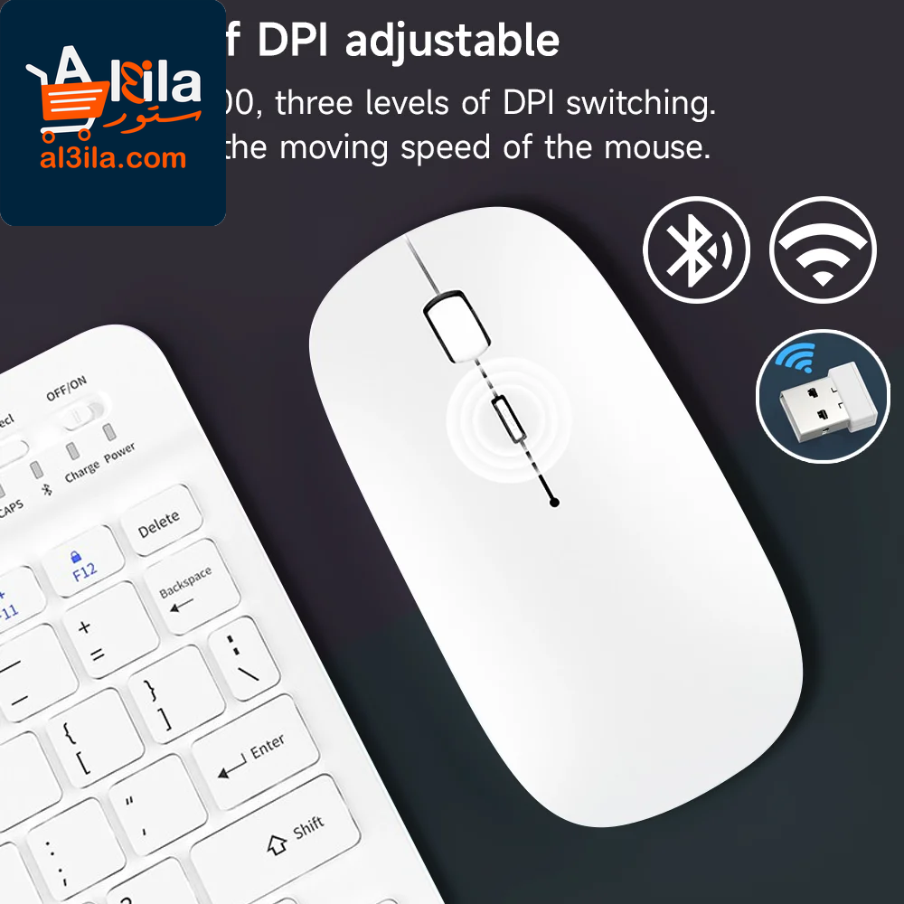 Wireless Bluetooth Keyboard and Mouse for iOS, Android, and Windows Tablets, Compatible with iPad Air, Mini, Pro, Xiaomi, Apple, and Huawei