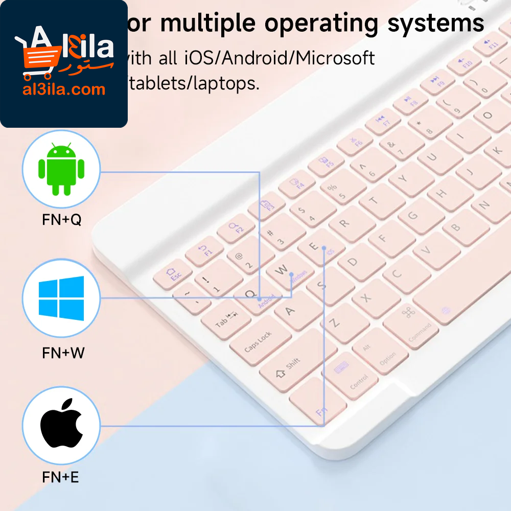 Wireless Bluetooth Keyboard and Mouse for iOS, Android, and Windows Tablets, Compatible with iPad Air, Mini, Pro, Xiaomi, Apple, and Huawei