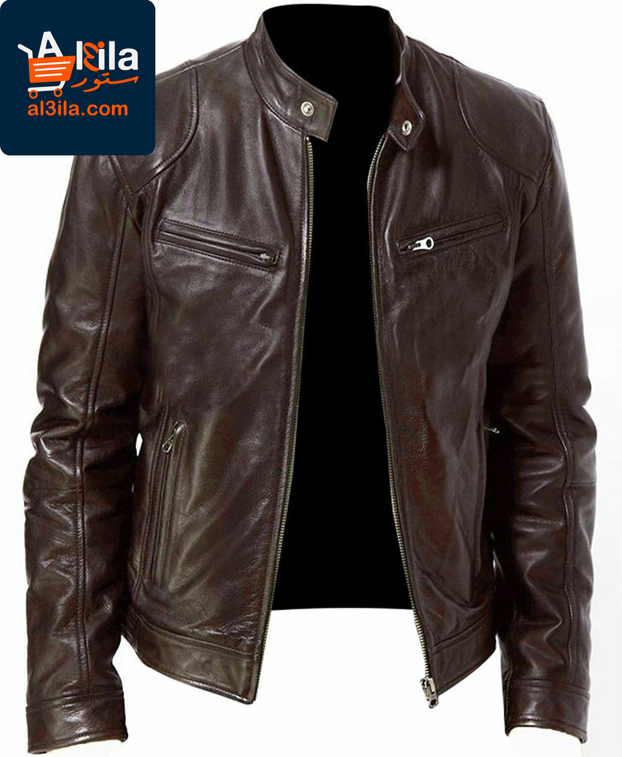 Men's Slim Fit PU Leather Jacket – Stylish Outerwear in Khaki, Brown, and Black