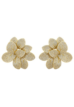 Amaryllis Flower Large Stud Earrings Gold