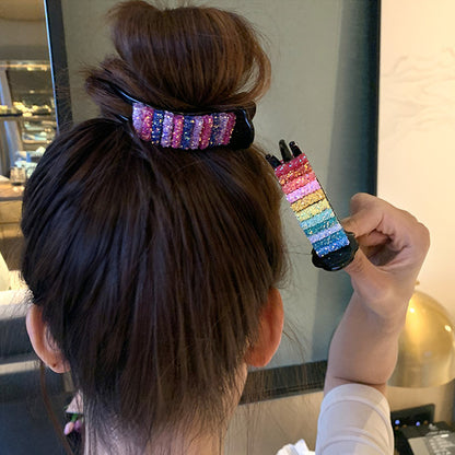 Girl Skittles Barrettes Back Head Grip Bun Hair Band Cute Internet Influencer Hairpin