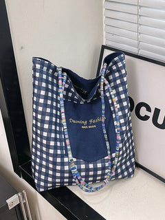 Gingham Pattern Tote Bag