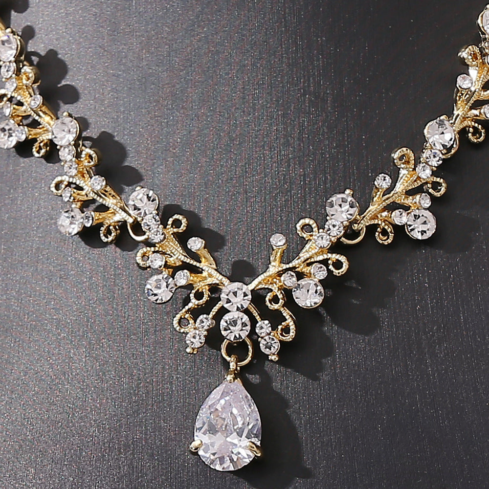 Braut Strass Zirkon Ohrring Halskette
