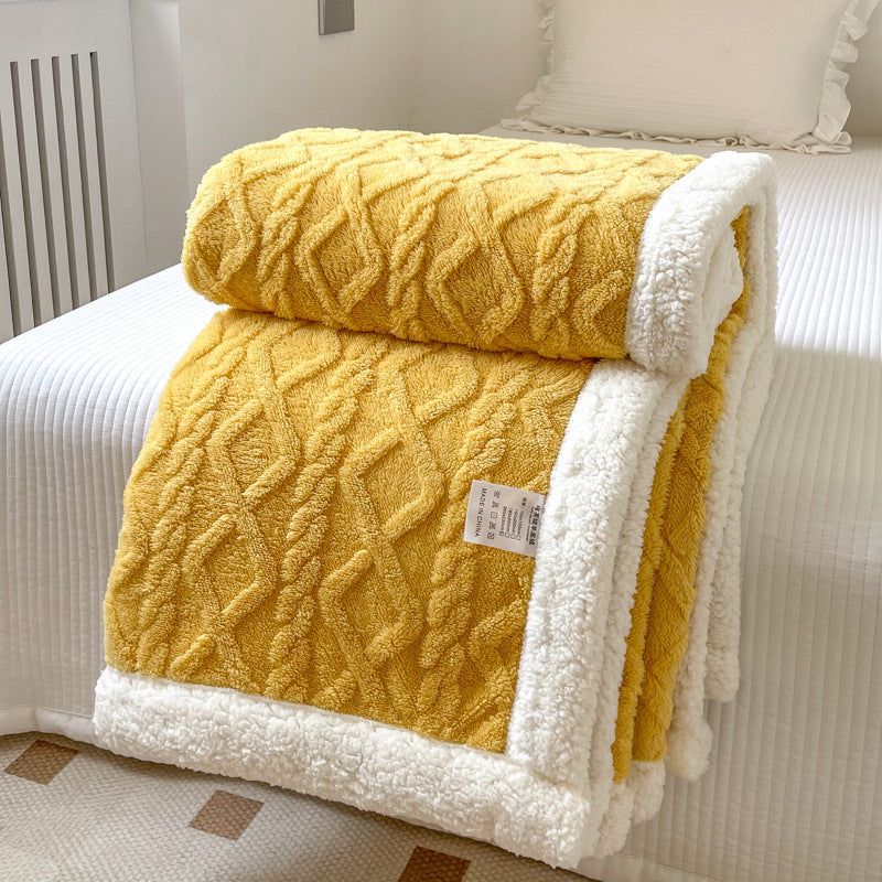 Solid Color Double Thick Jacquard Berber Fleece Blanket