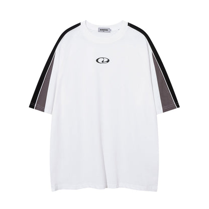 Men's and women's loose white summer top with letter pattern, short sleeves, high street style.