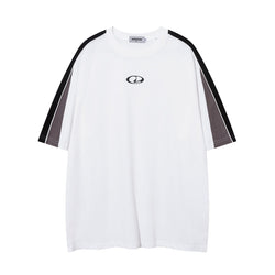 Men's and women's loose white summer top with letter pattern, short sleeves, high street style.