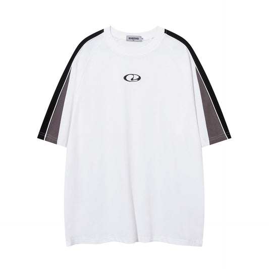 Men's and women's loose white summer top with letter pattern, short sleeves, high street style.