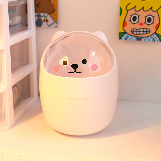 سوب سطح المكتب Can Can Organizer Bucket Office Mini Bear Trash Can