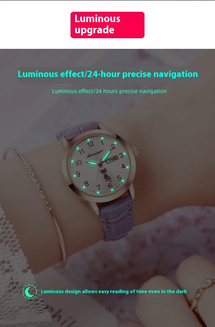 Women’s Luminous Quartz Watch With Simple Waterproof Belt