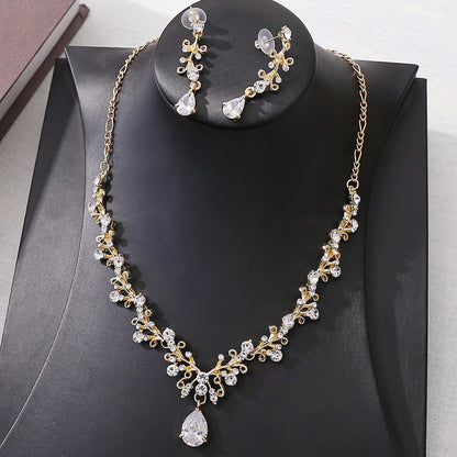 Braut Strass Zirkon Ohrring Halskette
