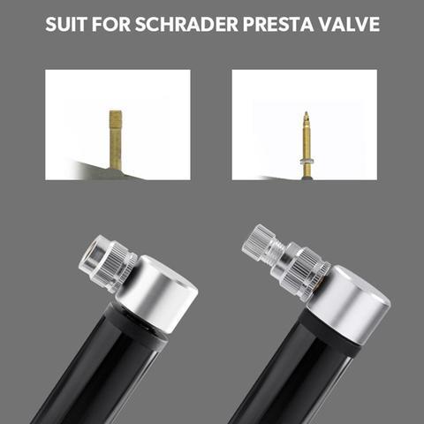 Smallest portable bike pump suitable for Schrader and Presta valves.