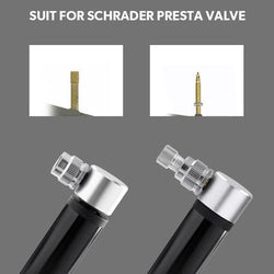 Smallest portable bike pump suitable for Schrader and Presta valves.