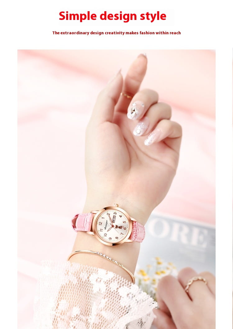 Women’s Luminous Quartz Watch With Simple Waterproof Belt