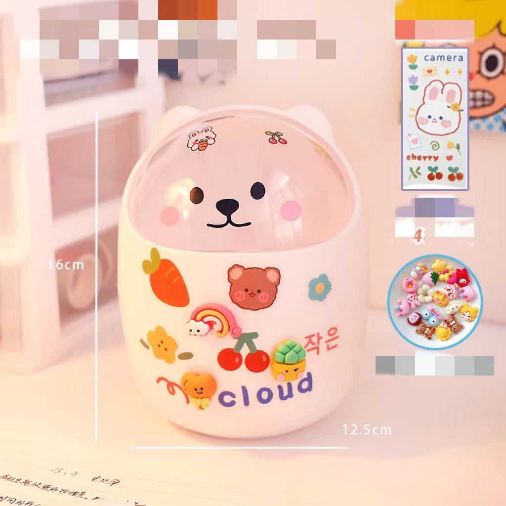 سوب سطح المكتب Can Can Organizer Bucket Office Mini Bear Trash Can