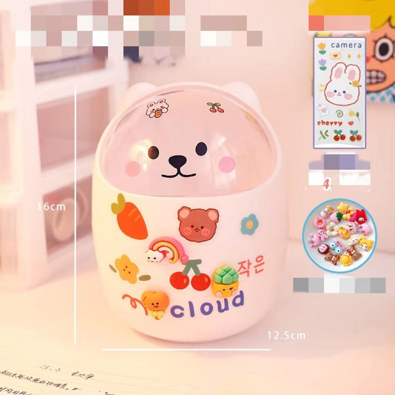 سوب سطح المكتب Can Can Organizer Bucket Office Mini Bear Trash Can