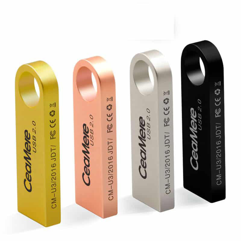 USB Flash Disk 2.0 CeaMere in metal design, available in 8GB, 16GB, 32GB, and 64GB capacities.