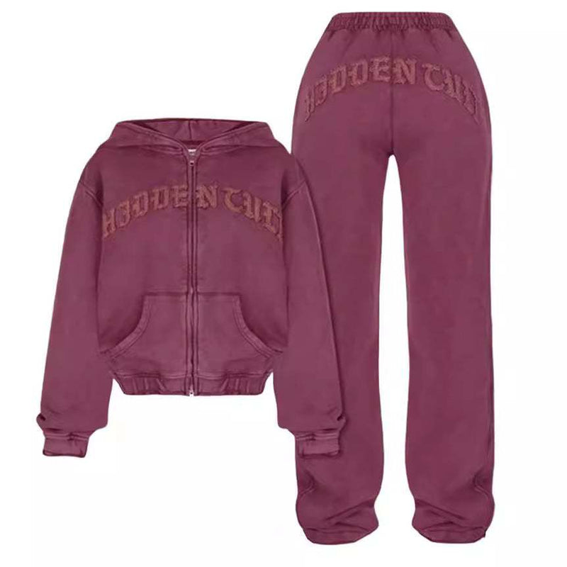 Sports Suit Zip-up Hooded