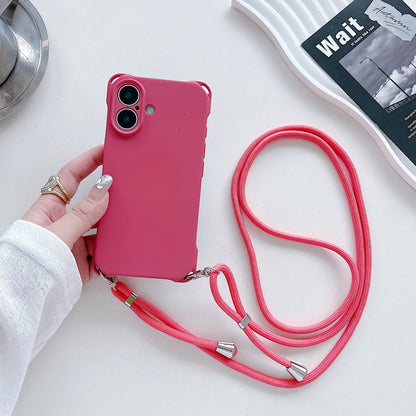 Four-corner Cross Lanyard Liquid Silicone Phone Case Soft Case
