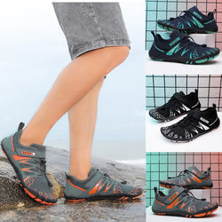 Men's and women's outdoor breathable quick-drying waterproof shoes in various colors, suitable for hiking and sports.