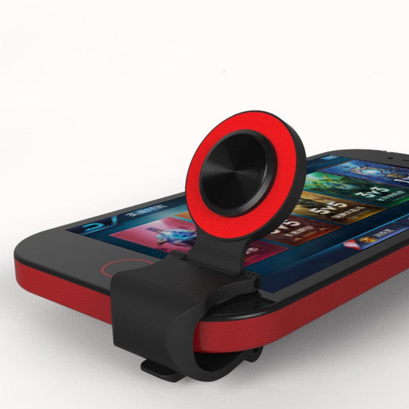 Flip handle joystick positioning artifact for mobile phone gaming.