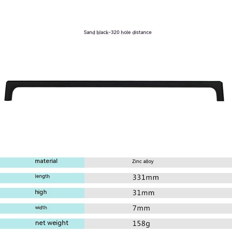 Nordic Cabinet Door Handle Modern Minimalist Black Gray Wardrobe Zinc Alloy Handle Kitchen Cabinet